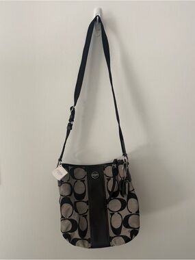 NWT Coach Vintage Soho Black Leather and Signature C Canvas Crossbody Bag